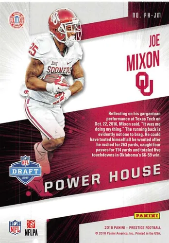 Vista 2 de 2018 Panini Prestige NFL Power House #PH-JM Joe Mixon Oklahoma Sooners