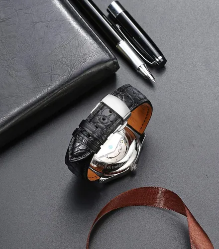 Vista 2 de Moran - Correa con estampado de cocodrilo y de cuero vacuno, para reloj de pulsera de 18mm a 24mm, para mujer y hombre