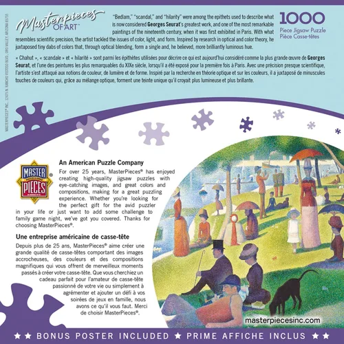 Vista 3 de MasterPieces Rompecabezas de 1000 piezas para adultos, familia o jóvenes, A Sunday On La Grande Jatte, 19.25 x 26.75 pulgadas