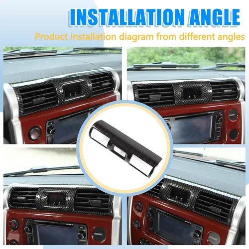 Vista 7 de Cubierta decorativa de marco de salida de aire con control central de acrilonitrilo butadieno estireno para Toyota FJ Cruiser 2007-2021