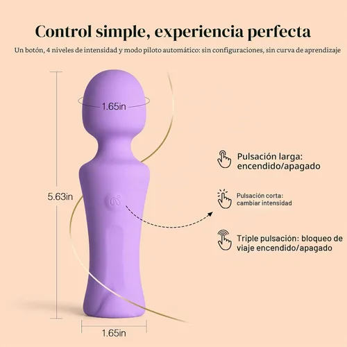 Vista 8 de Tracy's Dog Vibrador de varita de bolsillo, mini masajeador inalámbrico para mujeres, estimulación de clítoris, 4 niveles de intensidad Lavanda