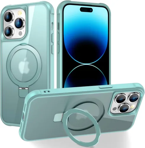 Vista 22 de CHAOFEnG Funda magnética compatible con iPhone 11 con soporte, prueba de caídas de grado militar, compatible con imán, anillo translúcido, parte
