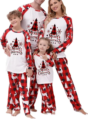 Vista 31 de OAKFashion Conjuntos de Pijamas Familiares de Navidad, Pijamas Familiares a Juego de Navidad Ropa de Dormir Pjs
