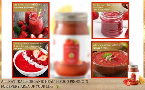 Vista 4 de Gel orgánico de musgo marino de fresa con saúco de 16 onzas, gel orgánico de musgo marino natural y certificado por USDA, gel de musgo marino