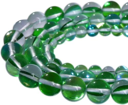Vista 5 de 48 piedras preciosas redondas de ángel azul Aura de 0.315 pulgadas (0.315 in) pulidas, cuentas sueltas de piedra lisa suelta de cuarzo para hacer