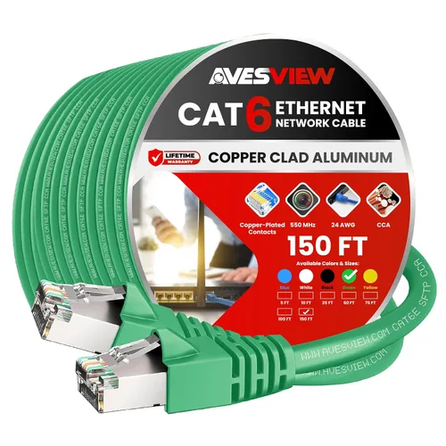 Vista 6 de Cable Ethernet blindado CAT 6 de 5 pies, para interiores de alta velocidad (SFTP) 10 Gbps blindado sin enganches, cable Ethernet de 5 pies