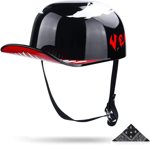 Vista 12 de Baseball Motorcycle Helmet - DOT Approved Open Face Helmet for Men Women Baseball Cap Helmet for Bike, Cruiser, Chopper, Moped, Scooter