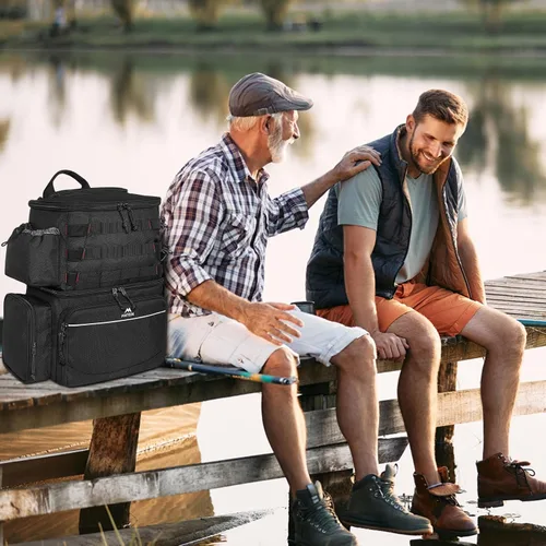 Vista 9 de MATEIN Mochila para Pesca, Bolsa de Equipo de Pesca Resistente al Agua con Soportes para Caña de Pescar y Enfriador, Regalos de Equipo para Hombres