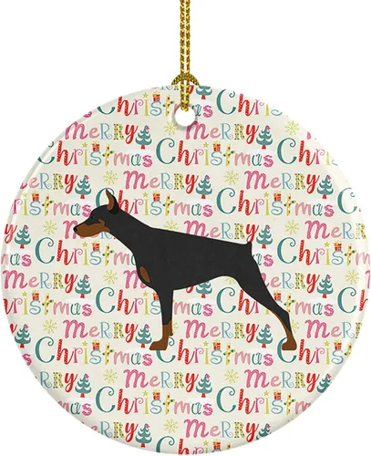 Vista 88 de Caroline's Treasures Affenpinscher - Adorno de cerámica con texto en inglés "Merry Christmas", multicolor para colgar en el árbol de Navidad