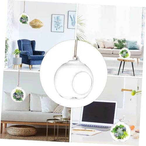 Vista 5 de BESTonZON 6 jarrones colgantes de terrario para plantas suculentas, macetas decorativas de interior, botellas ecológicas hidropónicas de vidrio