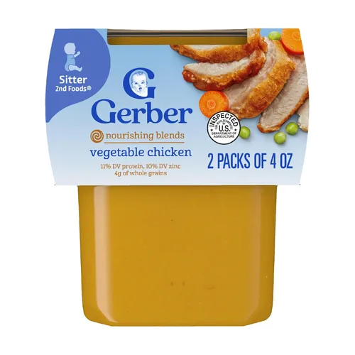 Vista 14 de Gerber Baby Food 2nd Foods, cena, puré de pollo con manzana, tubos de 4 onzas, paquete de 2 (paquete de 8)