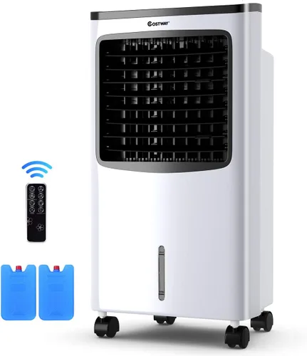 Vista 2 de COSTWAY Enfriador evaporativo, ventilador de refrigeración portátil con control remoto, 3 modos, función de temporizador de 3 velocidades y 7.5