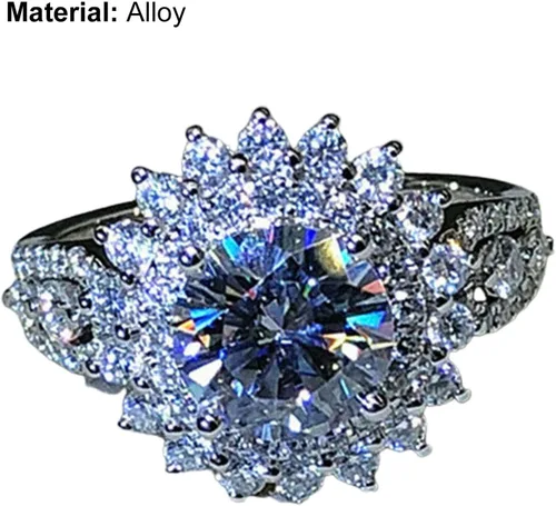 Vista 26 de Iumer - Anillo de zircón de dos piezas con incrustaciones de diamantes de imitación artificiales para mujer, talla 6-10.