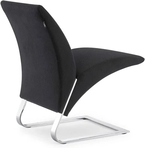 Vista 6 de Zuri Furniture Modern Bouncee - Silla de cachemira negra con base cromada pulida