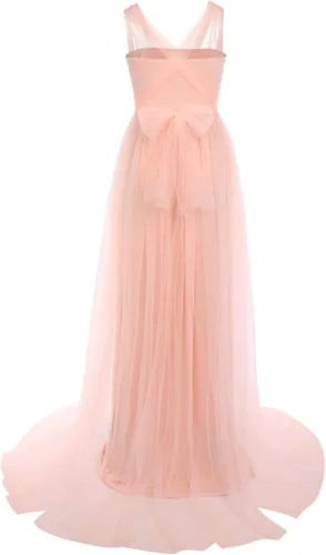 Vista 3 de Vestido de maternidad convertible de tul de múltiples vías para mujer, vestido de noche con hombros descubiertos para sesión de fotos, baby shower
