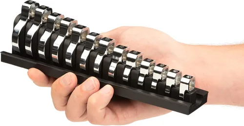 Vista 4 de TEKTON Organizador de llaves Crowfoot de 13 herramientas, 3/8 pulgadas, negro (5/16-1 pulgadas) ORG26113 Fabricado en Estados Unidos