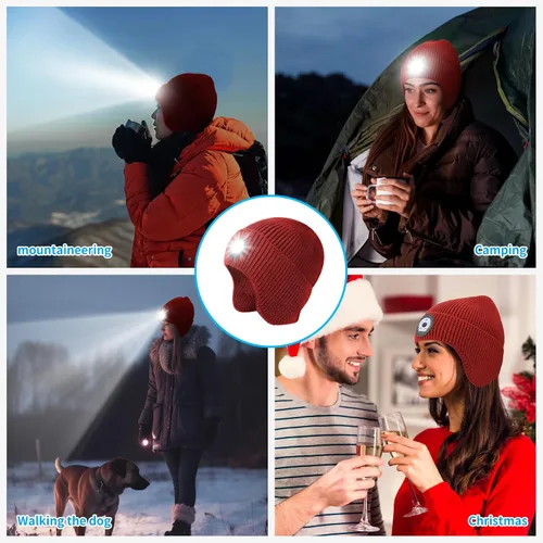 Vista 71 de Gorro Bluetooth con auriculares ligeros e inalámbricos, micrófono integrado y altavoces estéreo mejorados con música