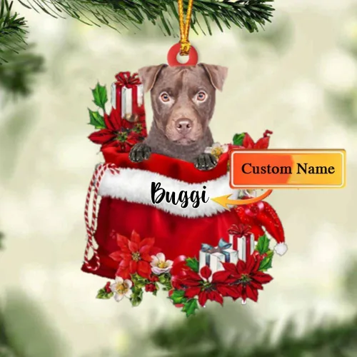 Vista 60 de Perro Akita Inu personalizado en bolsa de regalo, adorno de Navidad, nombre personalizado, regalo para amantes de los perros, familia, Navidad