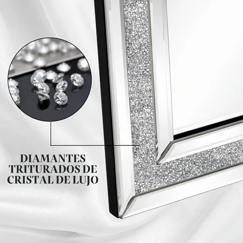 Vista 6 de Espejo decorativo de pared, espejo de diamante triturado