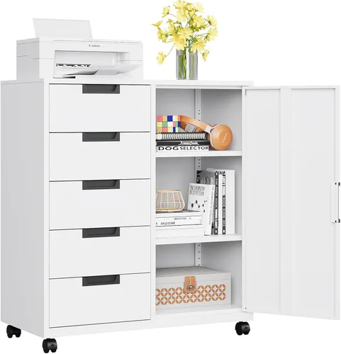 Vista 11 de MIIIKO - Archivador de 3 cajones con cerradura, archivadores verticales de metal negro para oficina en casa, archivadores completamente ensamblados
