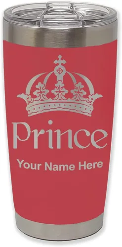 Vista 23 de LaserGram Vaso aislado al vacío de 20 onzas, Prince Crown, grabado personalizado incluido (negro)