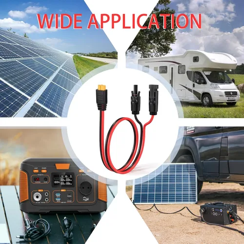 Vista 7 de ELFCULB Cable de carga solar de 10AWG a XT60, cable de extensión de panel solar para estación de energía portátil, River 600, generador solar