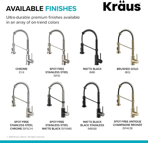 Vista 11 de KRAUS Bolden - Grifo de cocina de estilo comercial con mango individual de dos funciones desplegable en bronce champán antiguo libre de manchas
