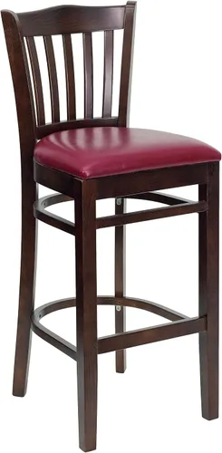 Vista 13 de Flash Furniture HERCULES Series - Taburete vertical para restaurante de madera de nogal, asiento de vinilo negro Asiento de vinilo negro/marco
