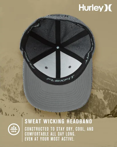 Vista 17 de Hurley Gorras para hombre - One & Only Flexfit Textures Cap - Sombreros ajustados para hombre, S-XL
