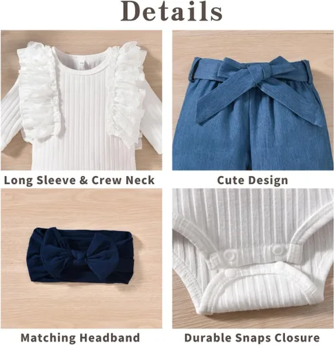 Vista 4 de Aalizzwell Conjunto de pantalones anchos de otoño para niñas recién nacidas