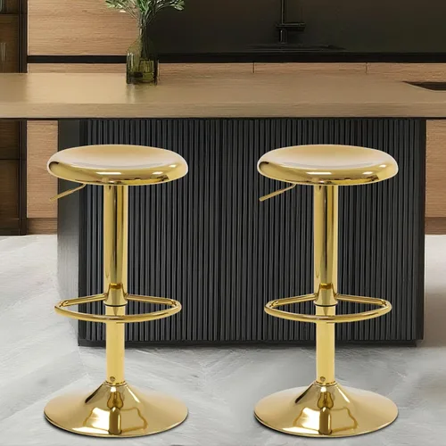 Vista 6 de Taburetes de bar – Paquete de 2 taburetes de bar de altura giratoria ajustable, taburetes de metal modernos, taburete de bar sin respaldo para bar
