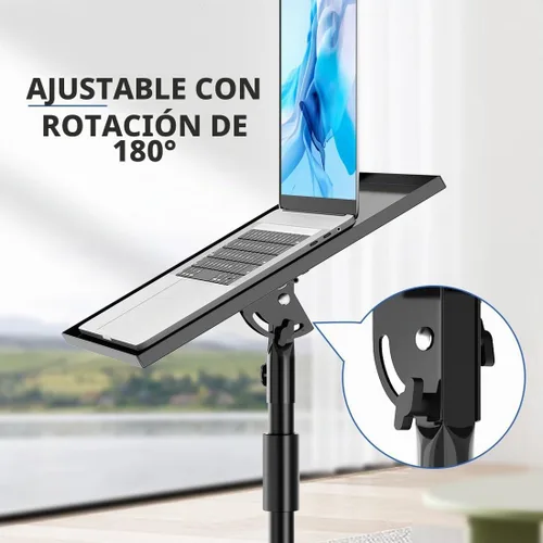 Vista 5 de Soporte para proyector con ruedas, trípode para laptop de 29 a 69 pulgadas con bandeja para mouse, soportes de DJ de altura ajustable con soporte
