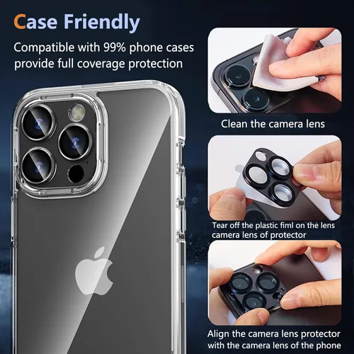 Vista 6 de Meikobuly Protector de lente de cámara para iPhone 15 Pro/iPhone 15 Pro Max, [fuerte protección contra caídas] [no se cae fácilmente] Cubierta