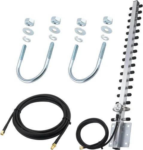Vista 10 de Yagi Antena WiFi 2.4GHz 25dBi RP-SMA Conector Antena Direccional Yagi de alta ganancia con cable de 1,5 M de largo alcance para router