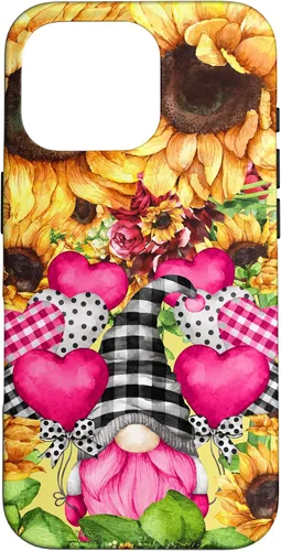 Vista 20 de Cute Sunflower Pattern for Women Pink Valentines Gnome Case for iPhone 17