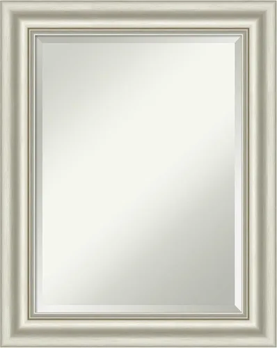 Vista 43 de Amanti Art - Espejo de baño plateado para sobre lavabo, espejo rectangular de níquel cepillado de 33x43, marco moderno extragrande, se cuelga