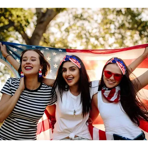 Vista 5 de NVENF Diadema con diamantes de imitación, estrella de la bandera estadounidense, accesorio del 4 de julio para mujer