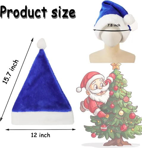 Vista 3 de Sombrero de Papá Noel de felpa multicolor para decoración de pelo de Navidad, unisex, sombrero de tela de terciopelo, disfraz de festival, cosplay