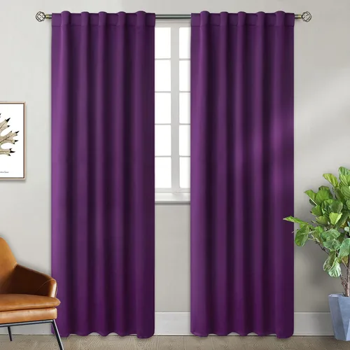 Vista 19 de Cortinas opacas con bolsillo para barra, para oscurecer la habitación, con aislamiento térmico, para sala, comedor, sala de estar, abiertas, 100%