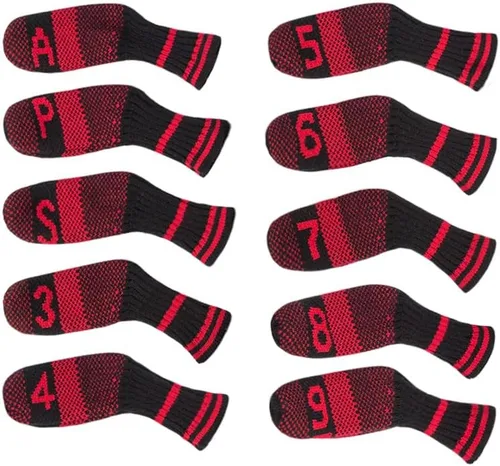 Vista 8 de Scott Edward 10 fundas para cabezas de palos de golf para hierros, básicamente, con forma de calcetines, lavables, duraderos, protectores de cabeza