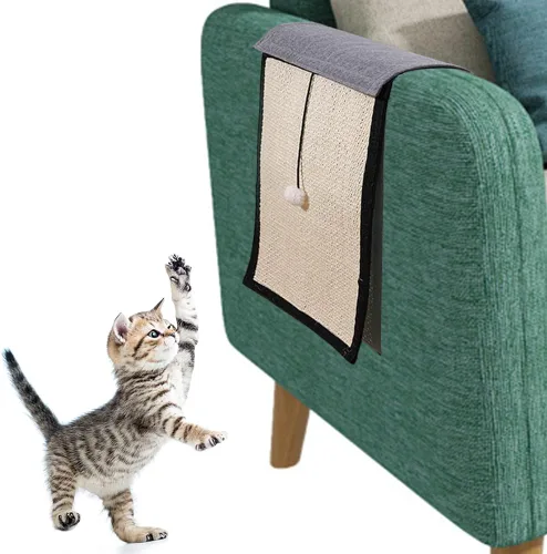Vista 12 de 2 Alfombrillas Raspadoras para Gatos Protector de Sofá de Sisal Natural Alfombrilla Rascadora para Gatos Funda de Esquina para Sofá Cama Protector