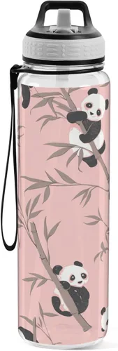 Vista 2 de Cute Animal Panda Peach Leakproof and BPA Free Sports Insulated Water Bottle with Straw Lid Vacuum Insulated for Travel, Camping, Sports 20 oz termo