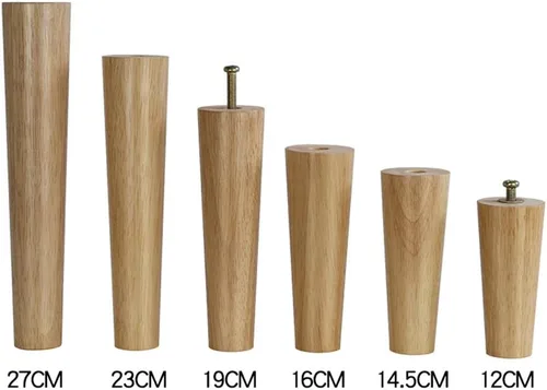 Vista 4 de Patas de madera maciza para muebles, patas de sofá cónicas, patas de mesa de café, patas de repuesto para armario, con accesorios, con perno M8