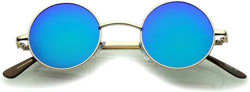 Vista 2 de zeroUV - Gafas de sol redondas retro para hombres y mujeres con lentes espejadas de color 1409