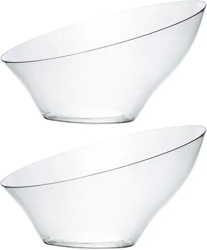Vista 10 de Cuencos Plasticpro de plástico desechables, inclinados, redondeados, para servir aperitivos o ensaladas, resistentes, elegantes, S, Transparente