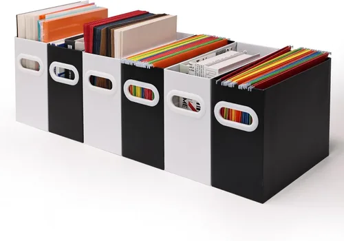 Vista 24 de Organizador de archivos colgante, organizador de carpetas de archivos de cartón para tamaño carta, caja de almacenamiento de documentos