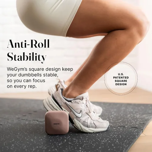 Vista 26 de WeGym SafeGrip - Mancuernas cuadradas con asas antideslizantes, pesas libres estéticas para entrenamientos en casa, diseño estable que evita rodar