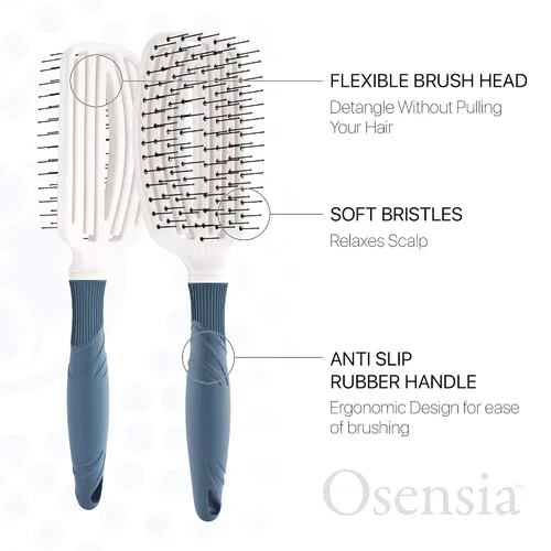 Vista 2 de Osensia Cepillo desenredante para cabello rizado, tipo de cabello grueso y seco. Cepillo desenredante de viaje para mujeres, hombres y niños.