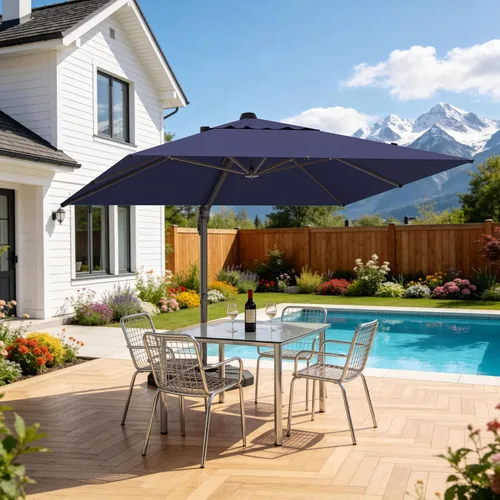 Vista 36 de Sombrilla de 10 x 13 pies para exteriores, sombrilla grande rectangular con viga voladiza, resistente, con rotación de 360°, sombrilla con Beige