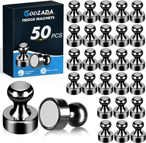 Vista 10 de Paquete de 10 imanes de nevera para adultos, imanes de metal fuerte, imanes redondos pequeños para refrigerador, pizarra blanca, casillero, pizarra